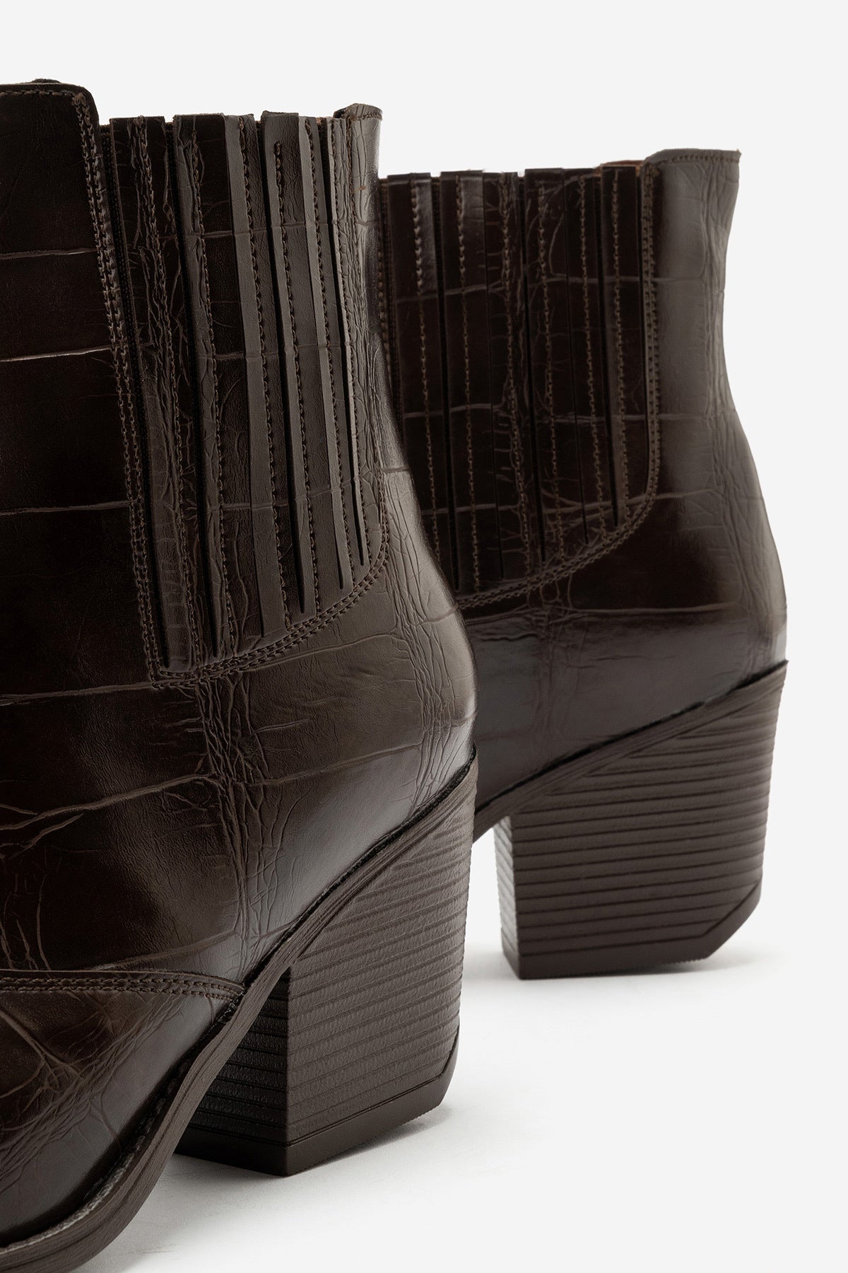LUKKA SHOES Athena Kadın Acı Kahve Kroko Western Dallas Bot
