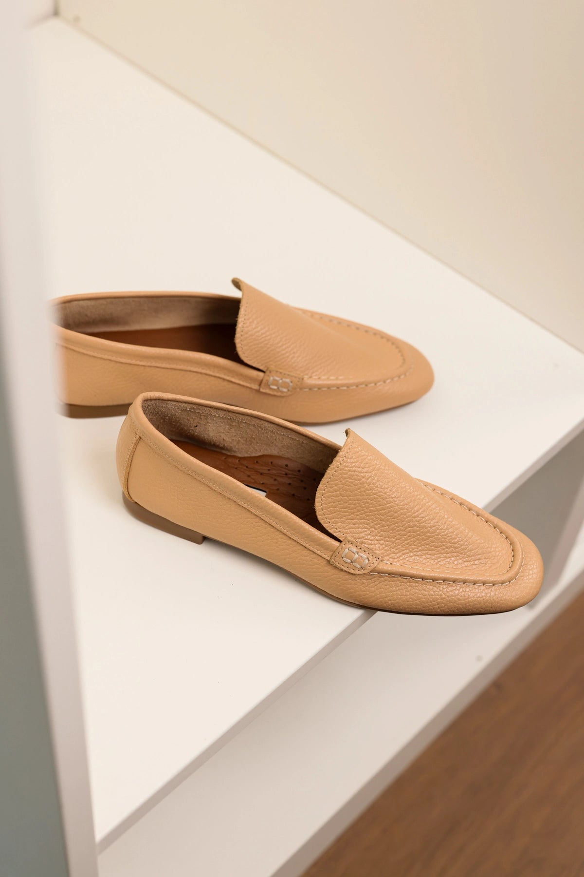 LUKKA SHOES Hakiki Deri Kadın Abay Nude Saraçlı Babet