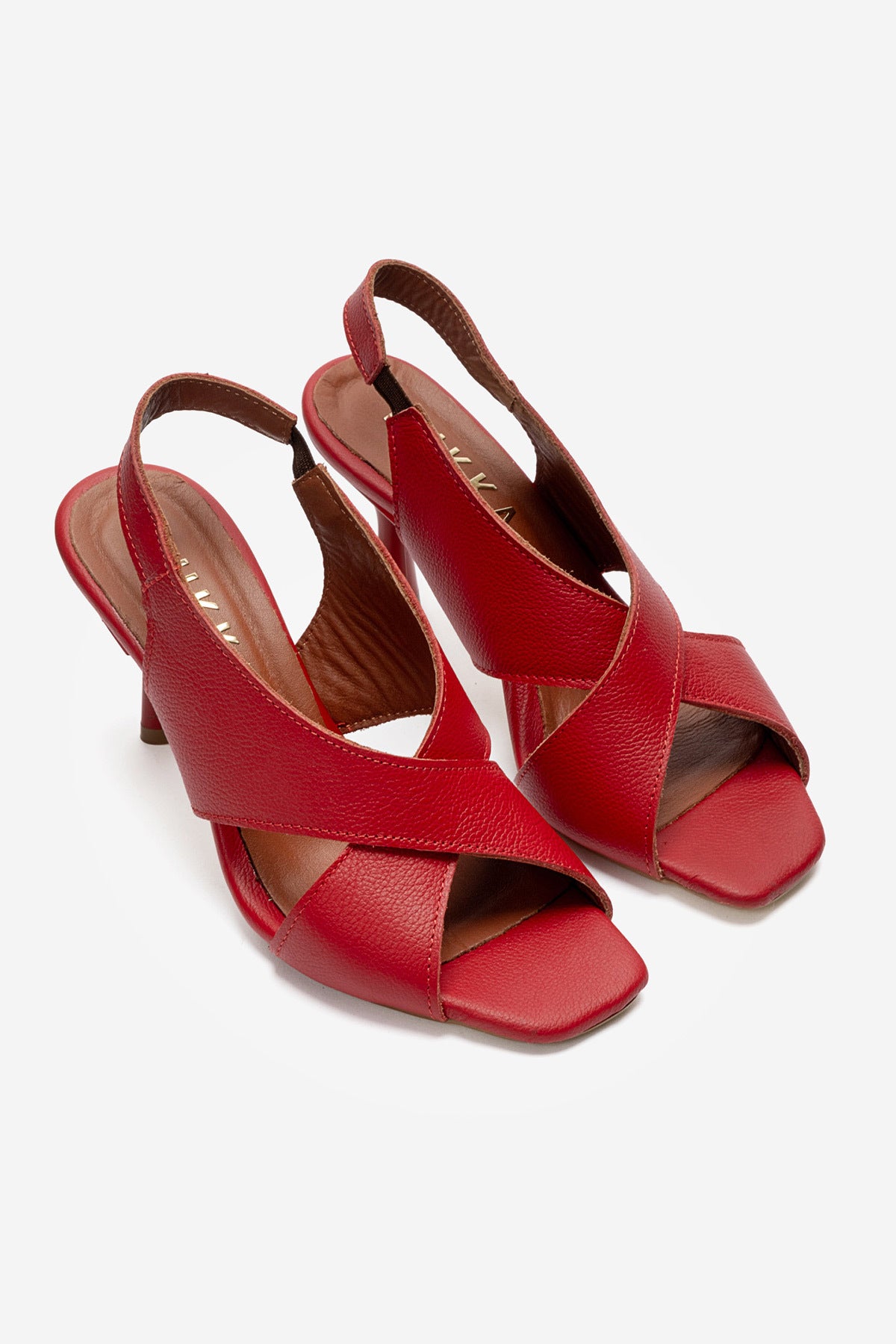 LUKKA SHOES Hakiki Deri Perla Kadın Kırmızı Çapraz Topuklu Ayakkabı