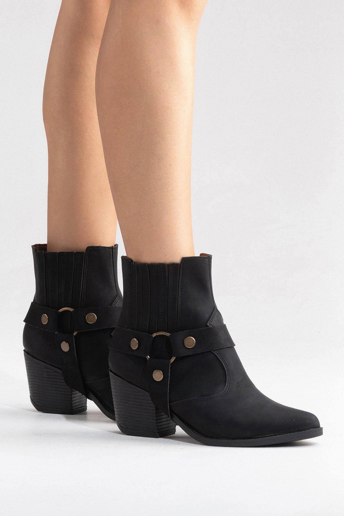 LUKKA SHOES Nova Kadın Siyah Nubuk Western Dallas Tak Çıkar Bot