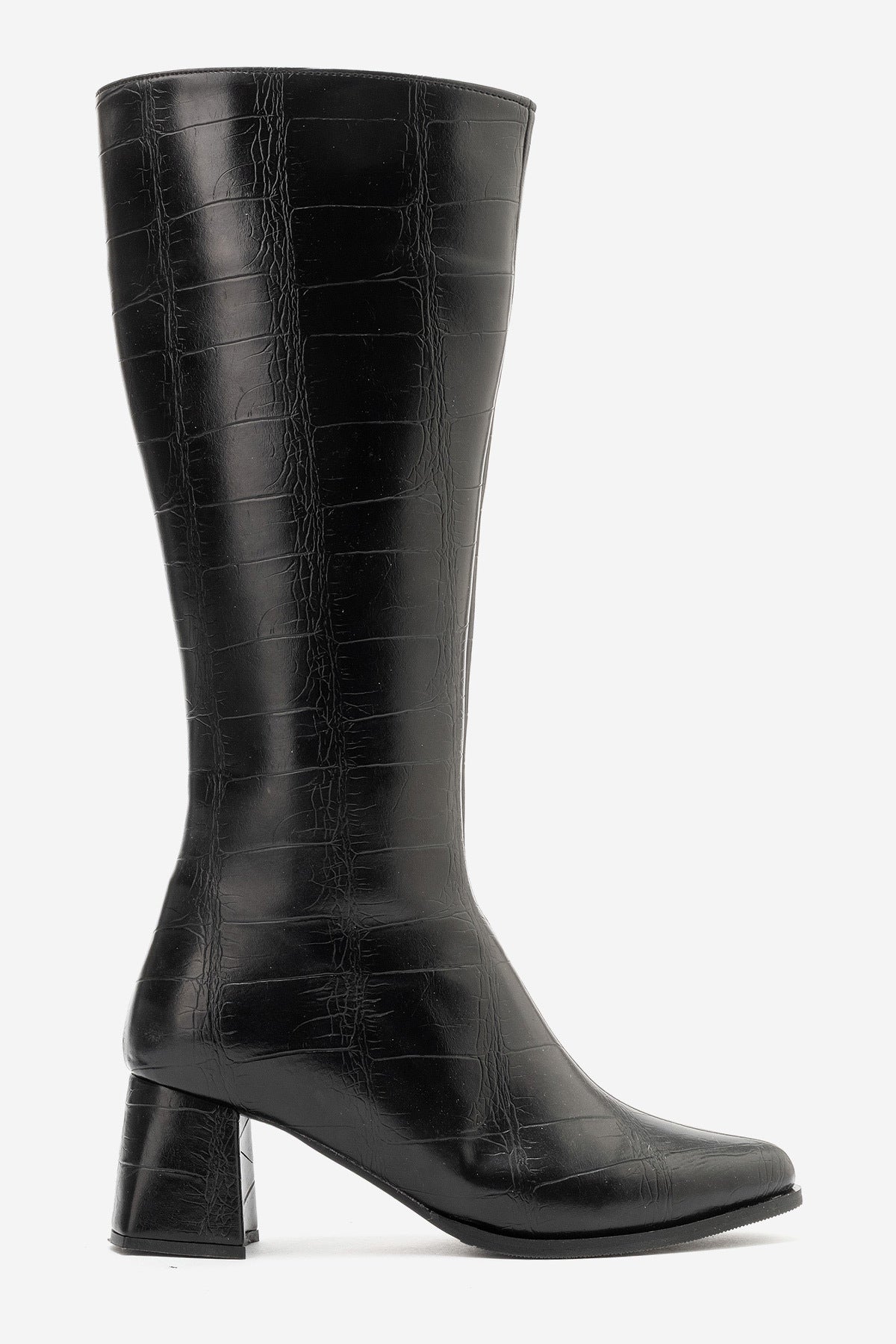 LUKKA SHOES Gale Kadın Siyah Suni Deri Esnek Fermuarlı Topuklu Çizme