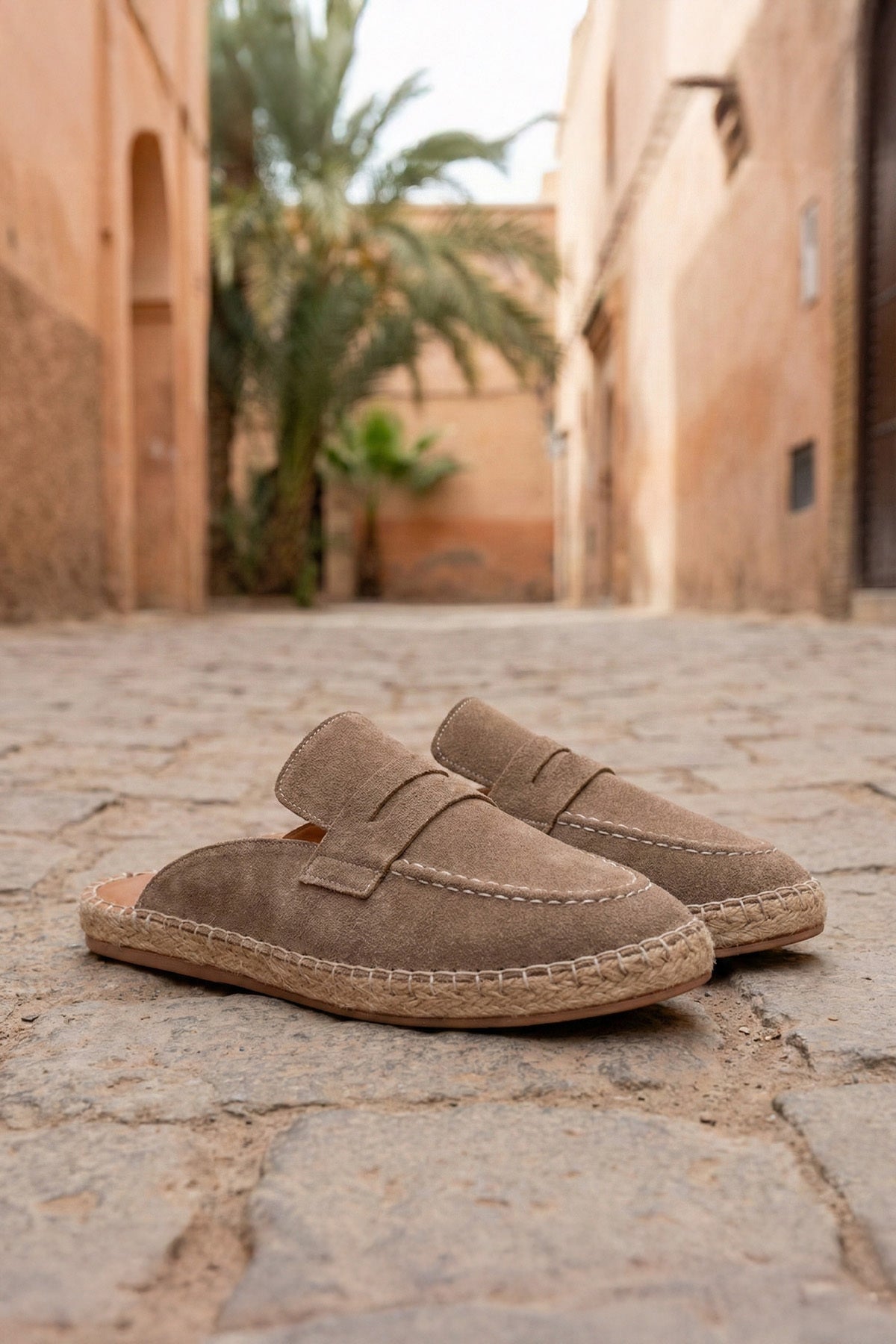 LUKKA SHOES Erkek Amaya El Yapımı Vizon Suni Deri Tozu Espadril Loafer Terlik