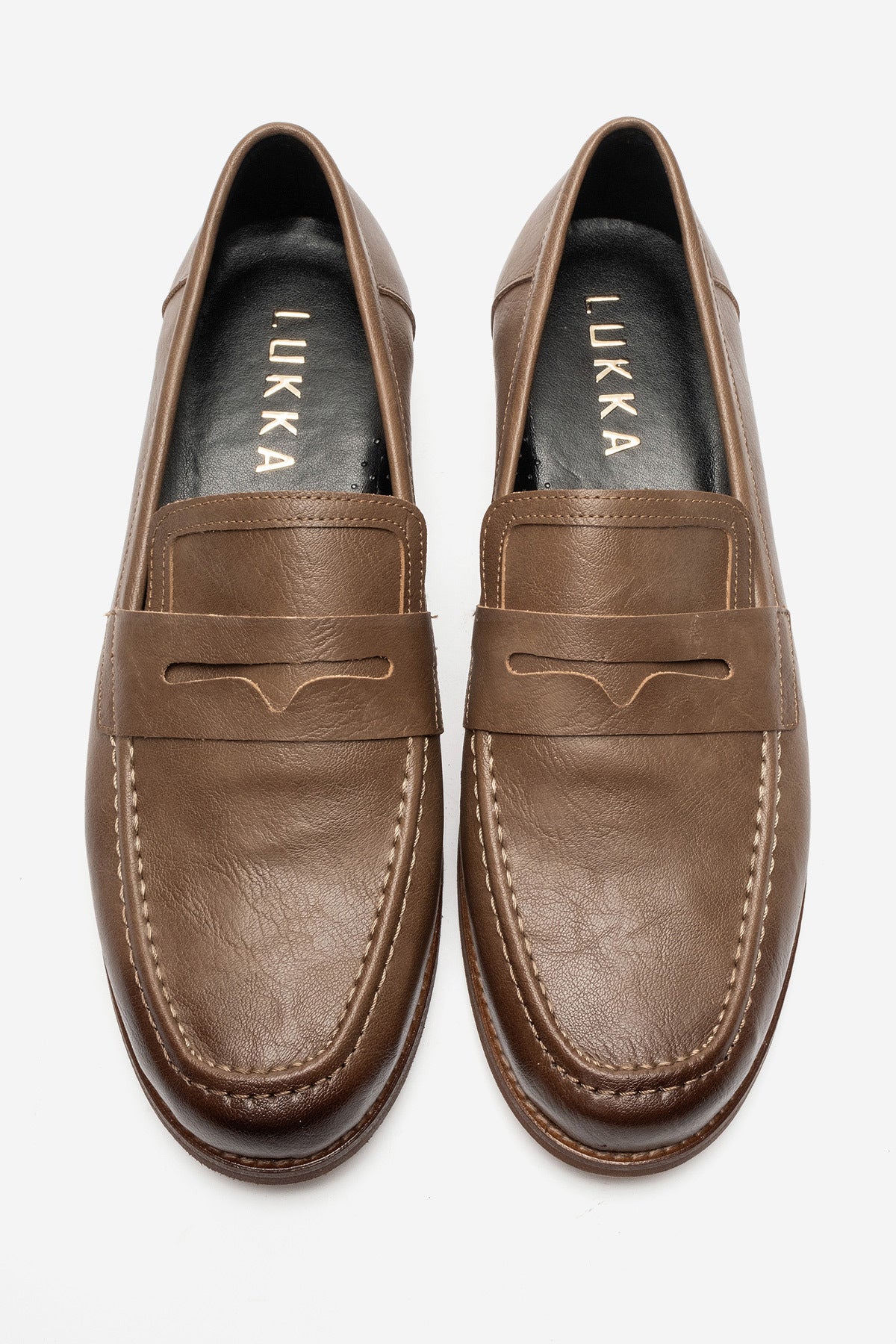 LUKKA SHOES Daniel Erkek Vizon Suni Deri El yapımı Makosen Loafer Ayakkabı