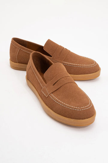 LUKKA SHOES Freya Erkek Taba Deri tozu Loafer ayakkabı