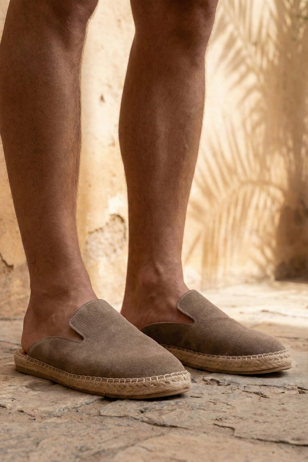 LUKKA SHOES Erkek Terra El Yapımı Vizon Suni Deri Tozu Espadril Terlik