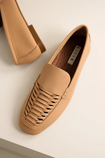 LUKKA SHOES Hakiki Deri Kadın Alvin Nude El yapımı Babet