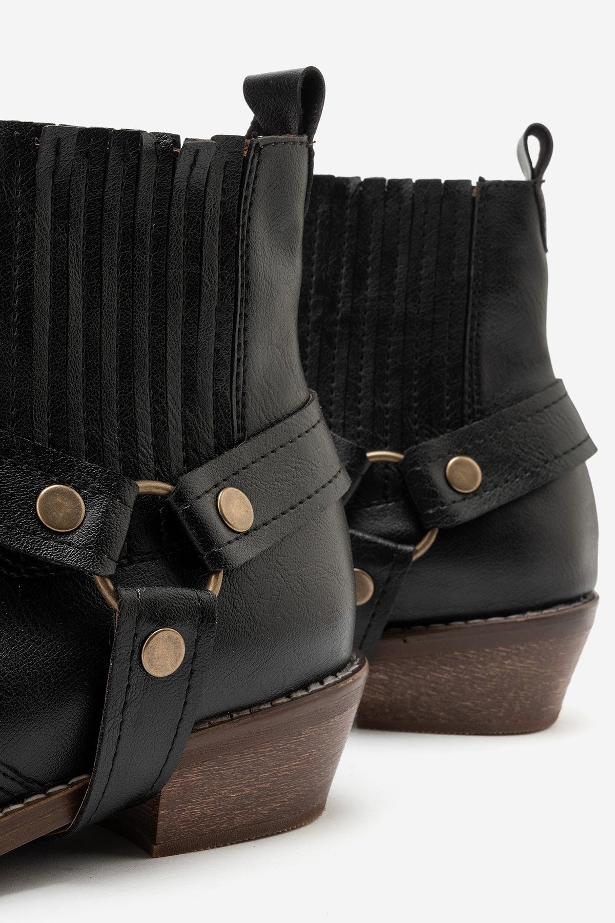 LUKKA SHOES Bert Erkek Siyah Suni Deri Kovboy Dallas Western Tak Çıkar Detaylı Ahşap Topuk El Yapımı Bot