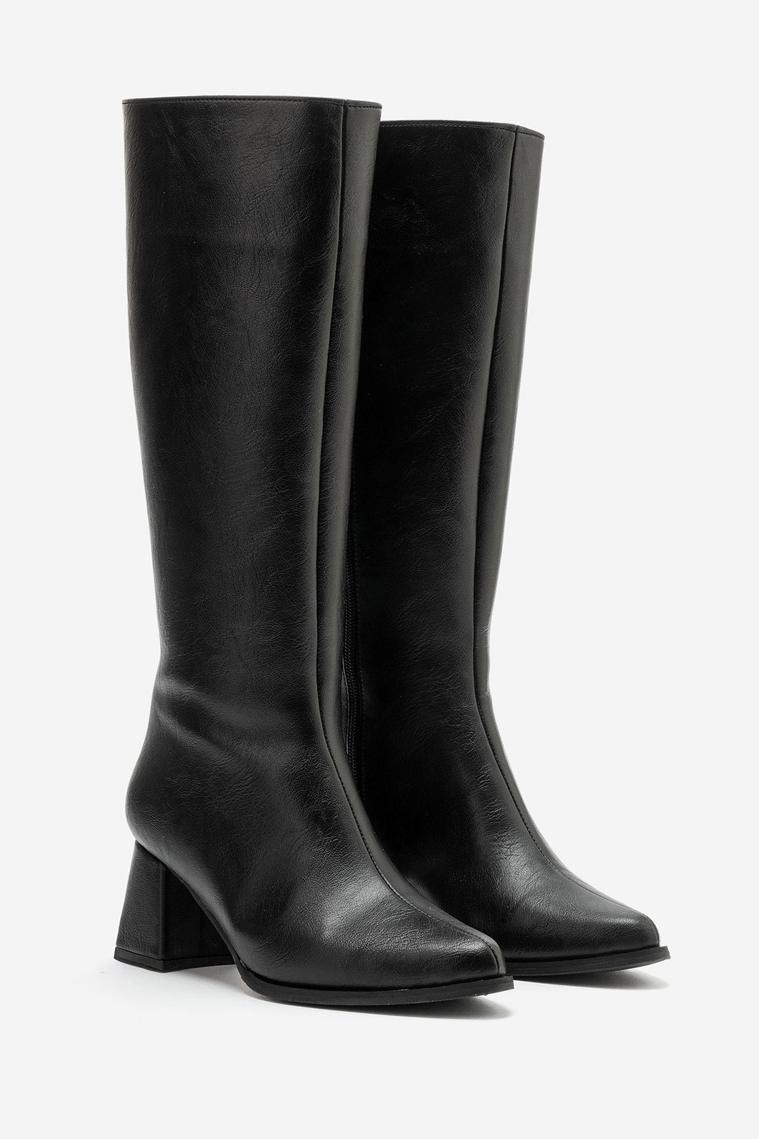 LUKKA SHOES Gale Kadın Siyah Suni Deri Esnek Fermuarlı Topuklu Çizme