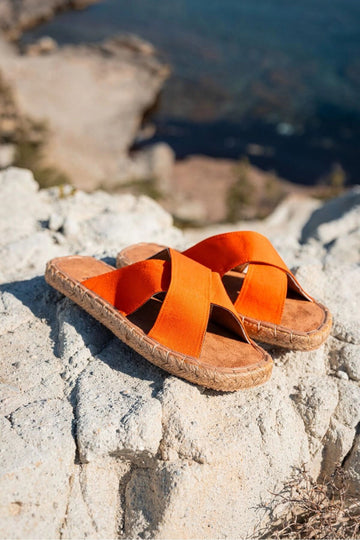 LUKKA SHOES Zeta Oranj Çapraz Keten Erkek Terlik