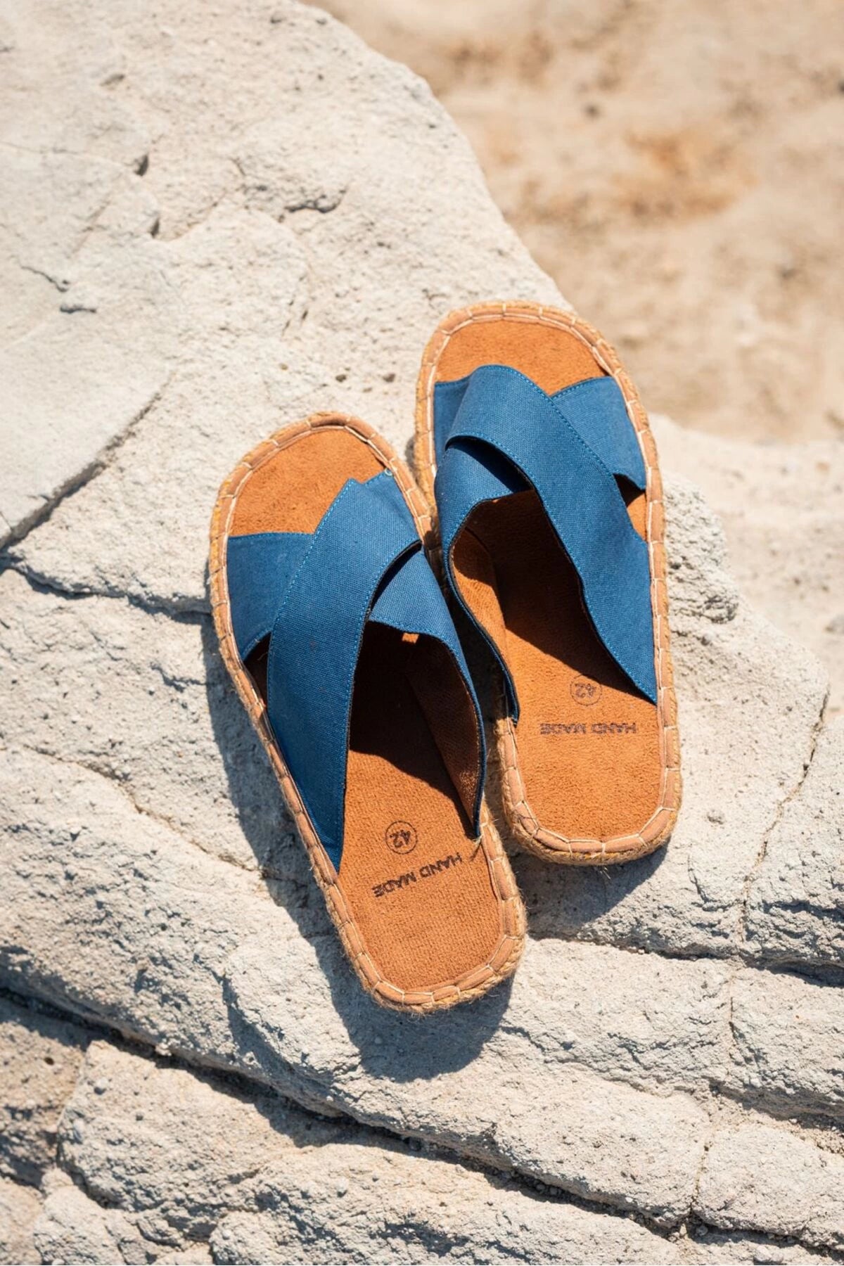 LUKKA SHOES Zeta Mavi Çapraz Keten Erkek Terlik