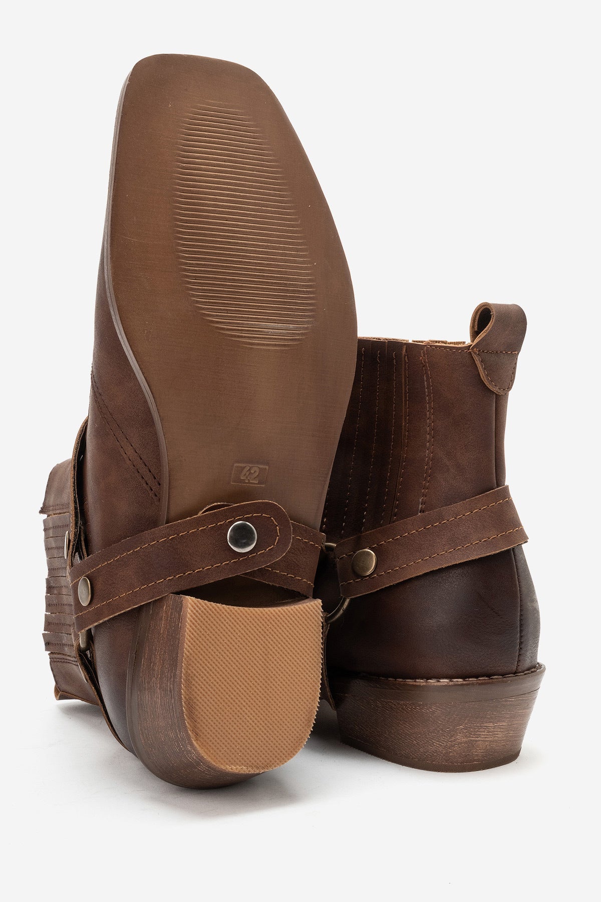 LUKKA SHOES Bert Erkek Taba Nubuk Kovboy Dallas Western Tak Çıkar Detaylı Ahşap Topuk El Yapımı Bot