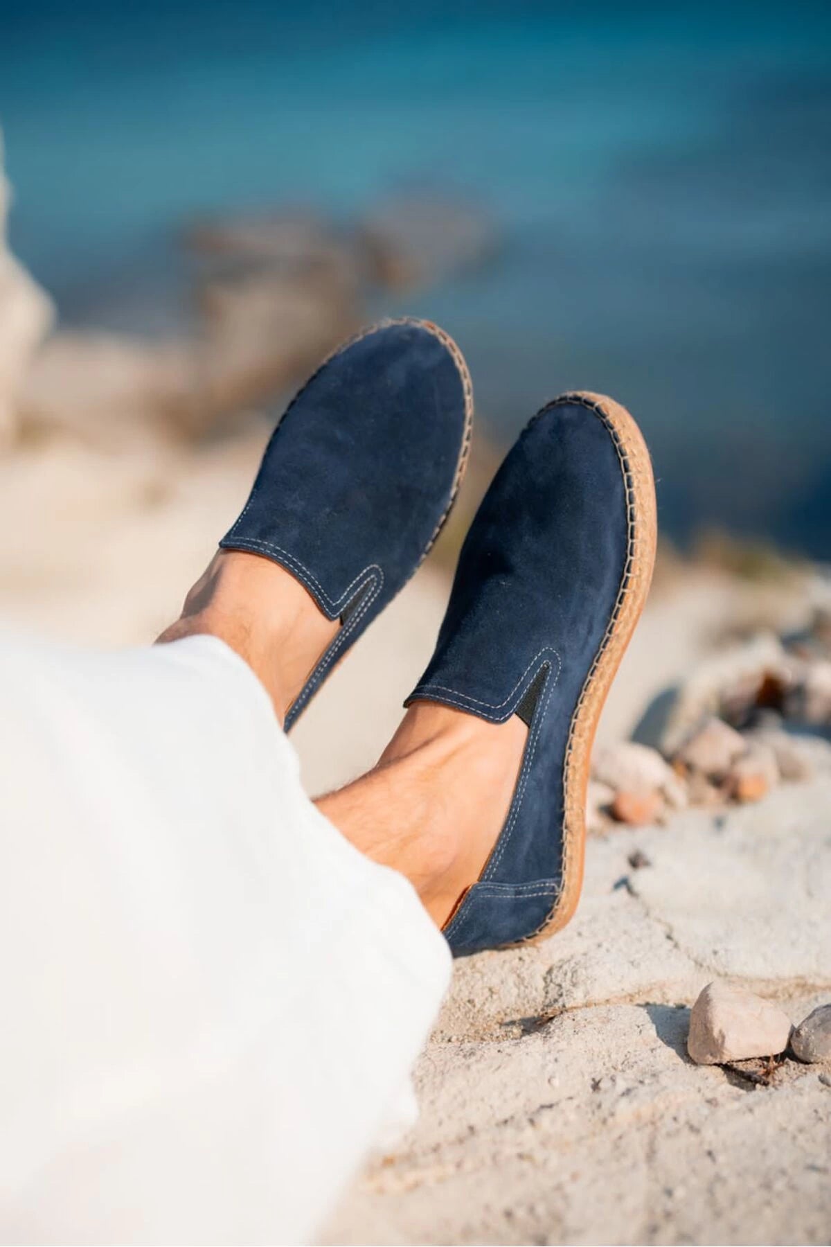 LUKKA SHOES Robert Lacivert Hakiki Deri El Yapımı Erkek Espadril