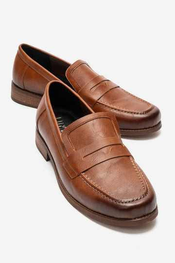 LUKKA SHOES Daniel Erkek Taba Suni Deri El yapımı Makosen Loafer Ayakkabı
