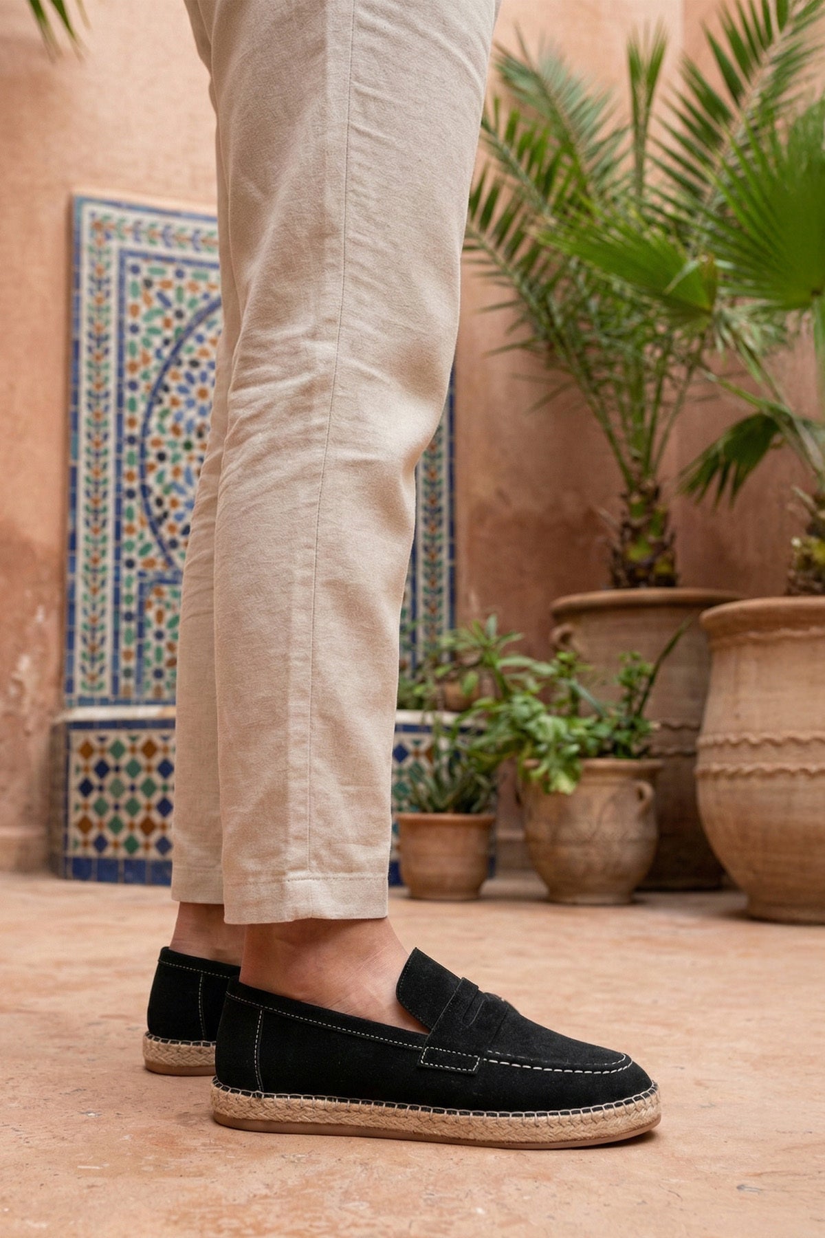 LUKKA SHOES Lotus Erkek Suni Deri Siyah Loafer Espadril