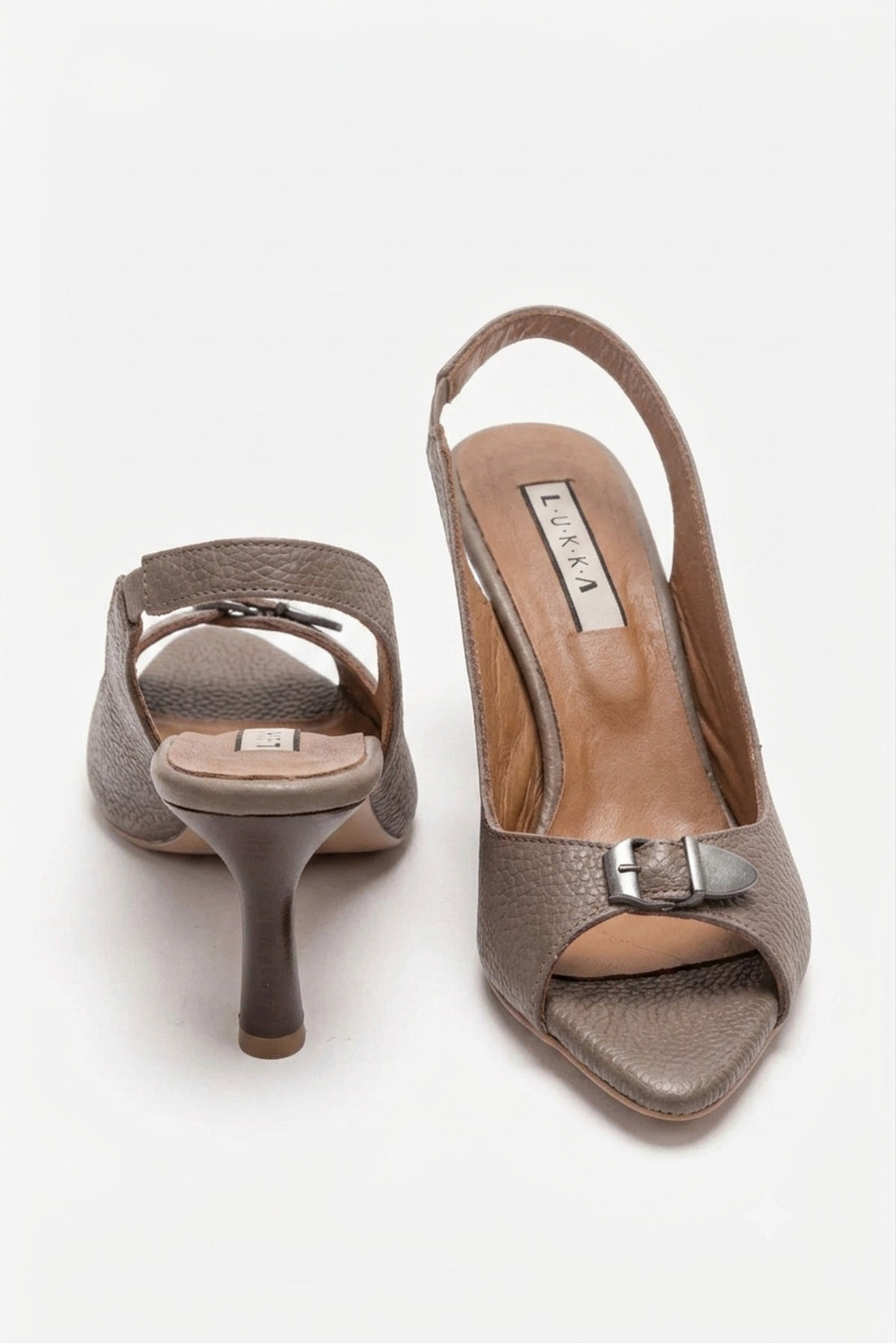 LUKKA SHOES Hakiki Deri Agnes Kadın Toka Detay VizonTopuklu Sandalet