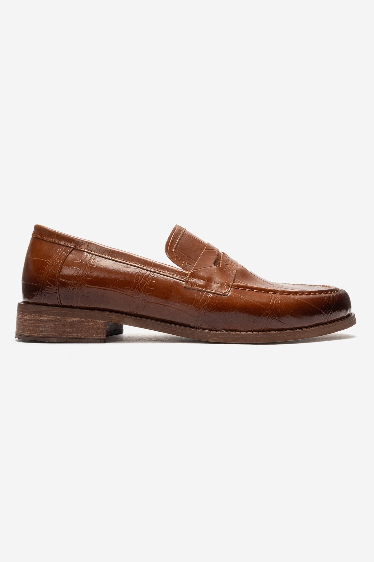 LUKKA SHOES Daniel Erkek Taba Kroko El yapımı Makosen Loafer Ayakkabı