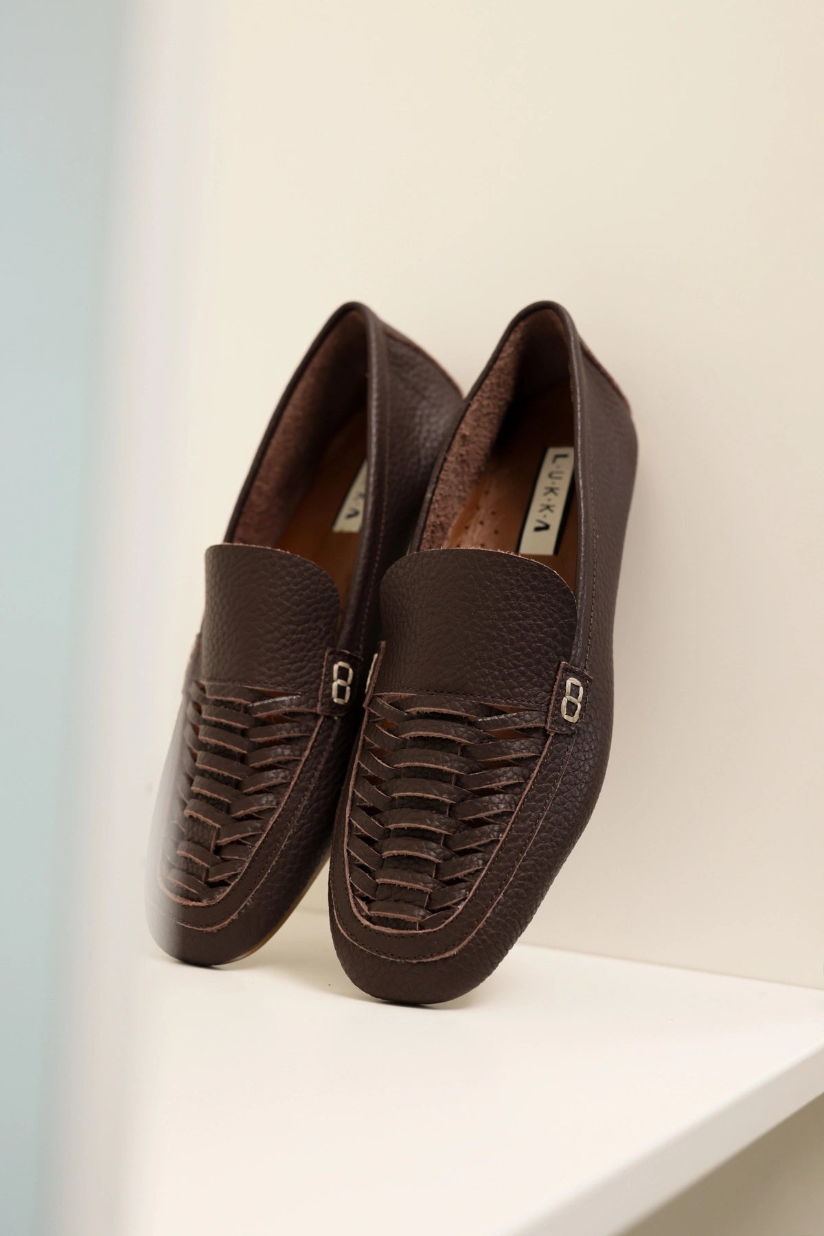 LUKKA SHOES Hakiki Deri Kadın Alvin Acı Kahve El yapımı Babet