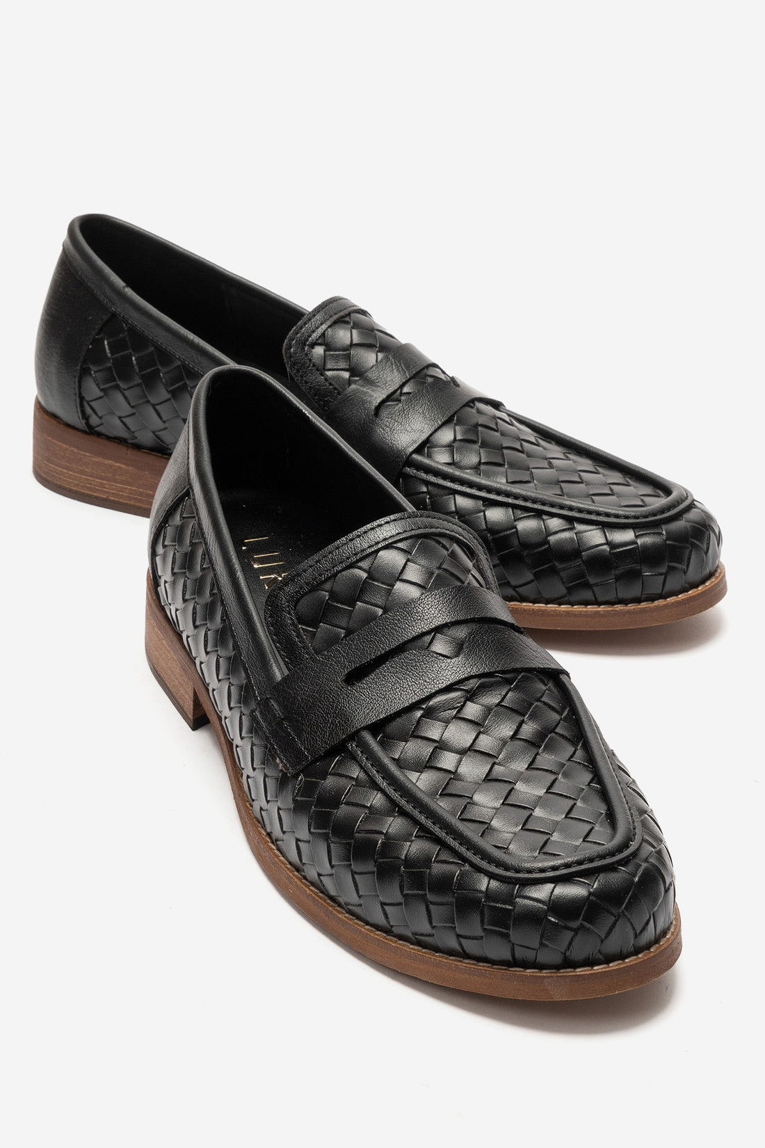 LUKKA SHOES Sara Erkek El Yapımı Siyah Örgü Makosen Loafer Ayakkabı