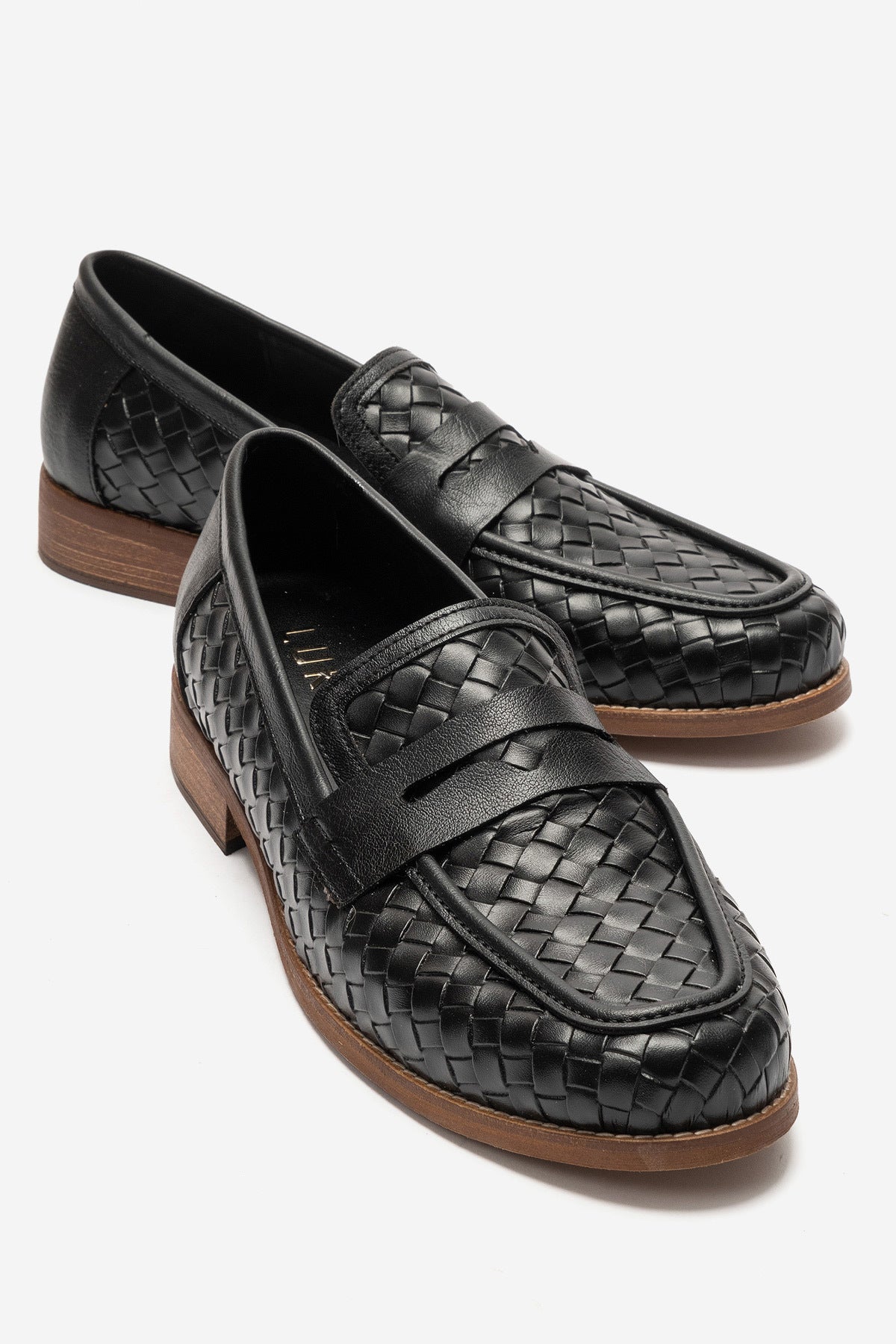 LUKKA SHOES Sara Erkek El Yapımı Siyah Örgü Makosen Loafer Ayakkabı