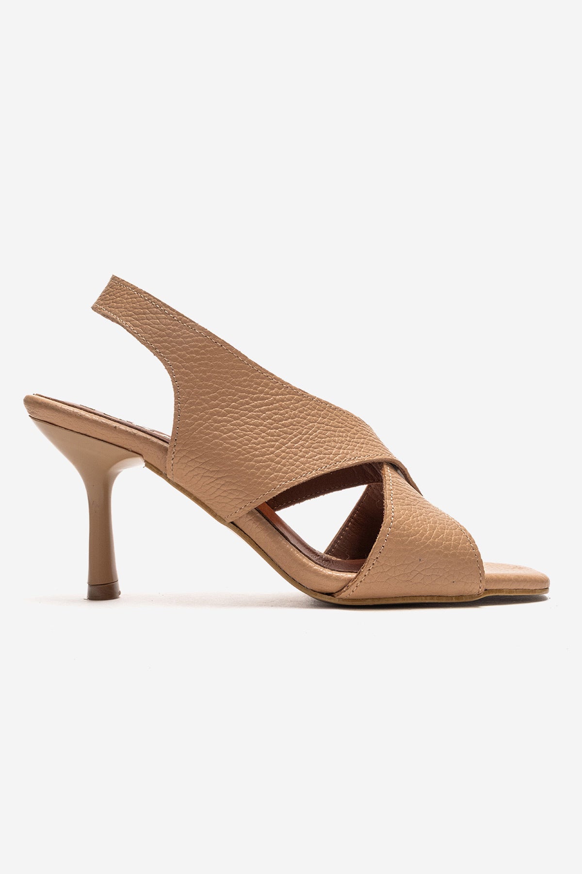 LUKKA SHOES Hakiki Deri Perla Kadın Nude Çapraz Topuklu Ayakkabı