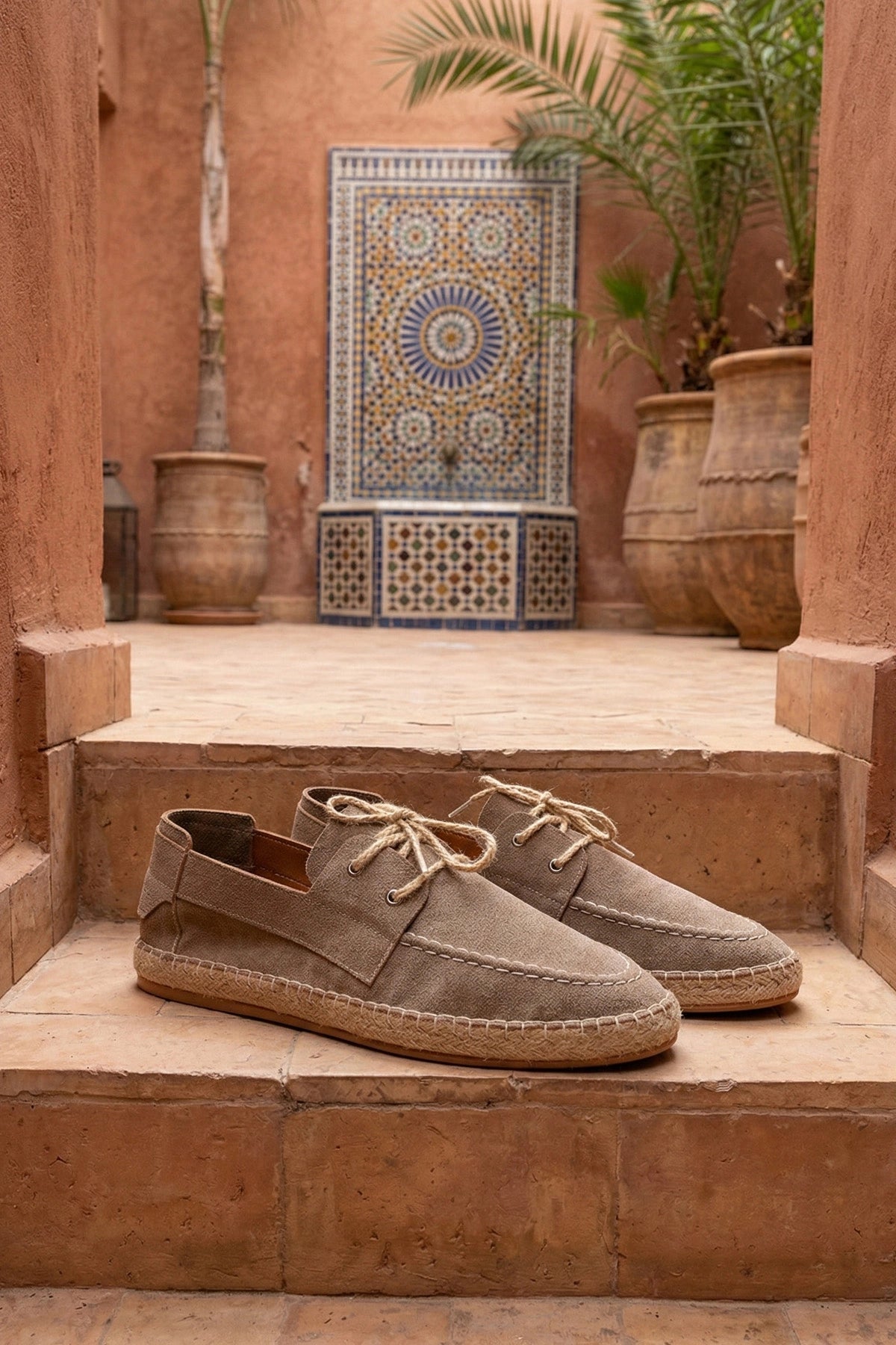 LUKKA SHOES Sahra Erkek Suni Deri Bağcıklı Espadril
