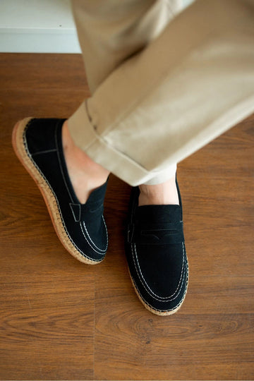 LUKKA SHOES Rose Siyah Hakiki Deri Süet Erkek Loafer