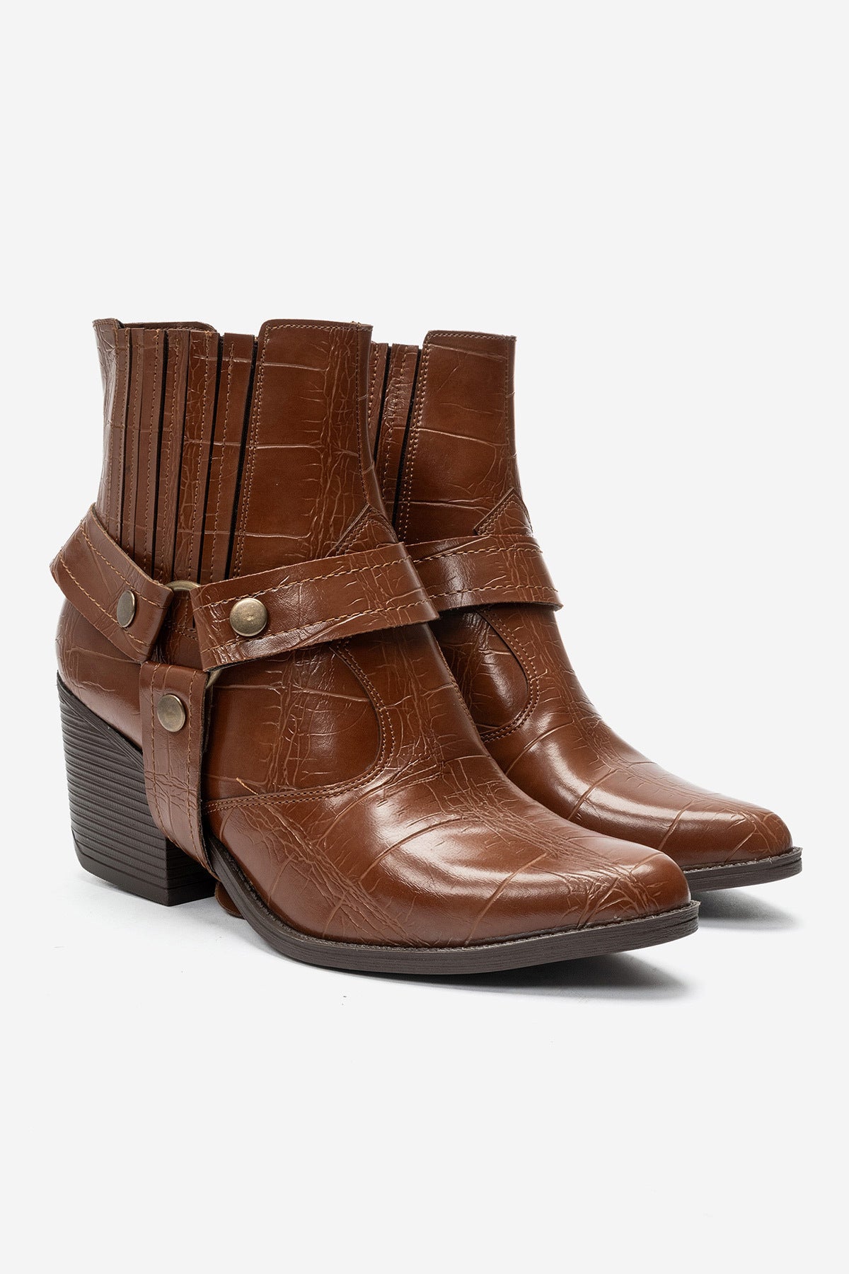 LUKKA SHOES Nova Kadın Taba Kroko Western Dallas Tak Çıkar Bot