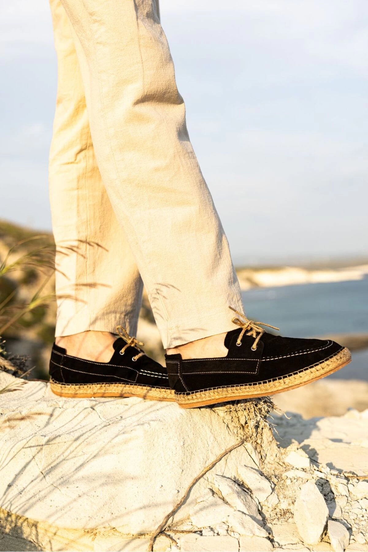 LUKKA SHOES Fleur Hakiki Deri Siyah Bağcıklı Espadril