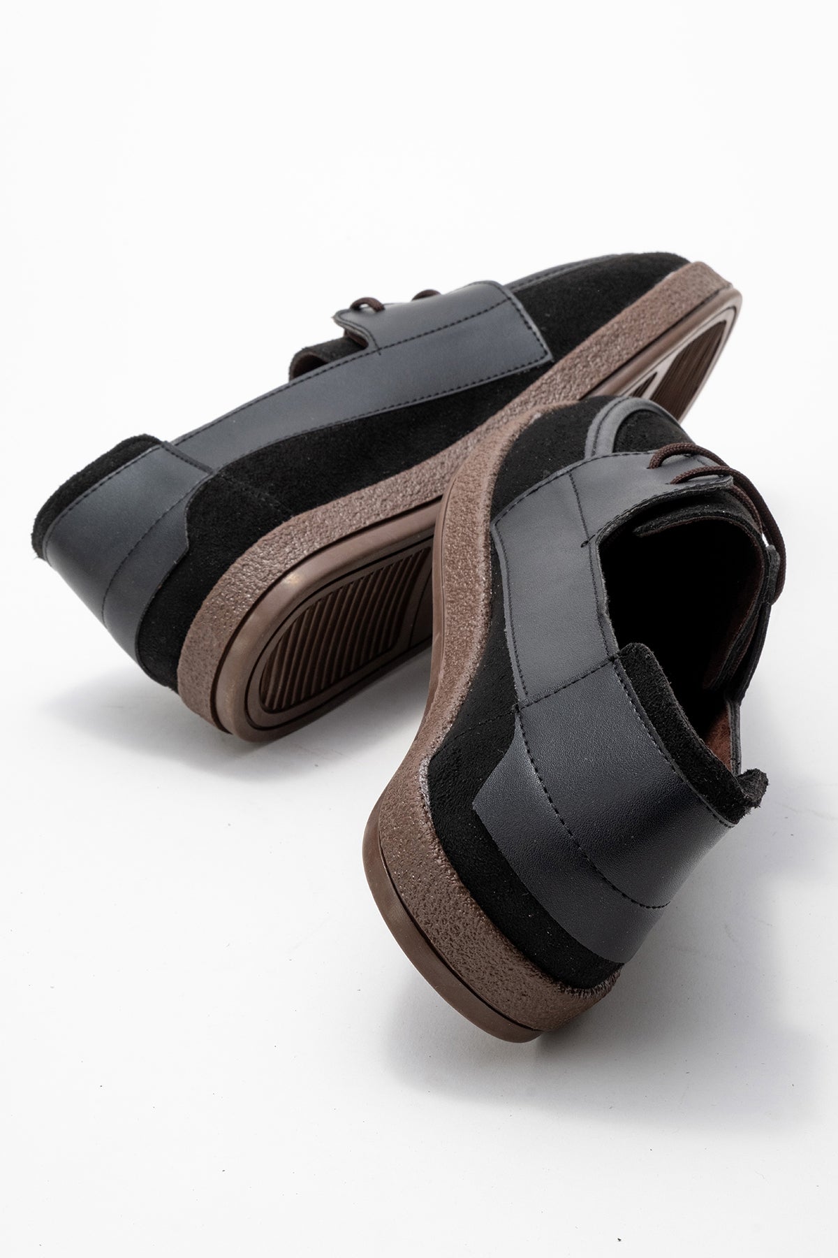 Rosa Erkek Siyah Süet Garnili Bağcıklı Loafer Günlük Casual Ayakkabı