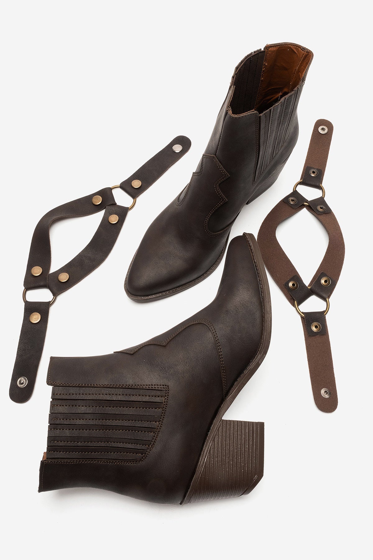 LUKKA SHOES Nova Kadın Acı Kahve Nubuk Western Dallas Tak Çıkar Bot
