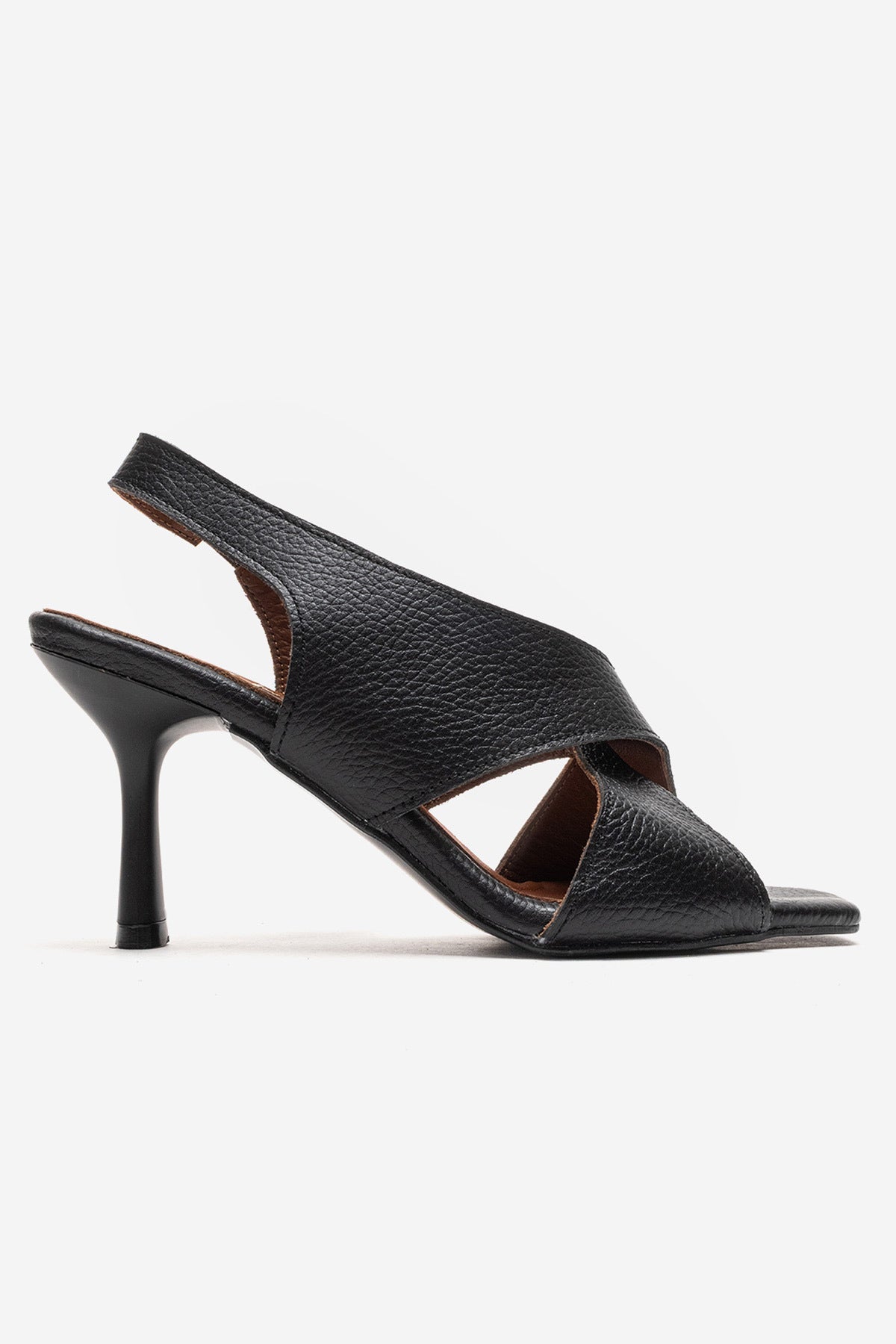 LUKKA SHOES Hakiki Deri Perla Kadın Siyah Çapraz Topuklu Ayakkabı