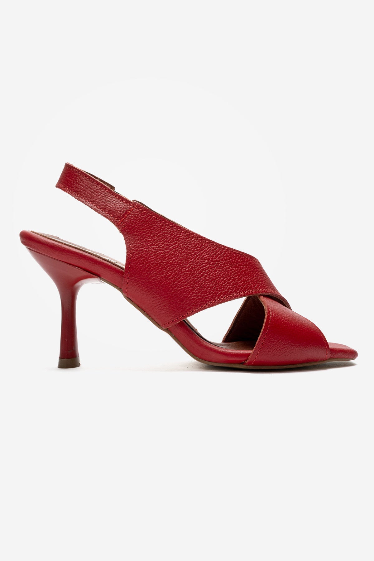 LUKKA SHOES Hakiki Deri Perla Kadın Kırmızı Çapraz Topuklu Ayakkabı
