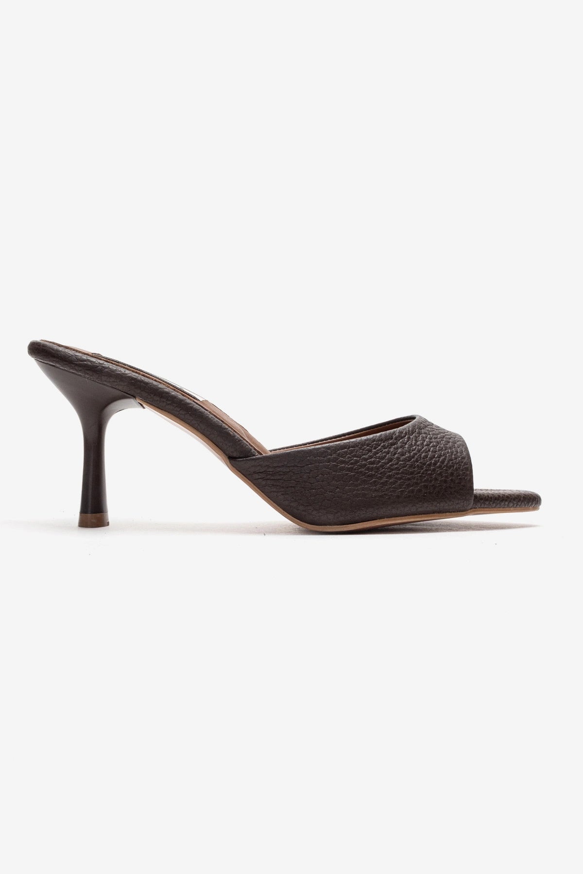 LUKKA SHOES Hakiki Deri Aria Kadın Acı Kahve Tek Yüz Topuklu Terlik