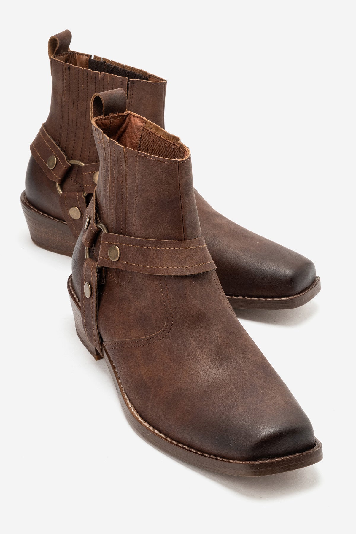 LUKKA SHOES Bert Erkek Taba Nubuk Kovboy Dallas Western Tak Çıkar Detaylı Ahşap Topuk El Yapımı Bot