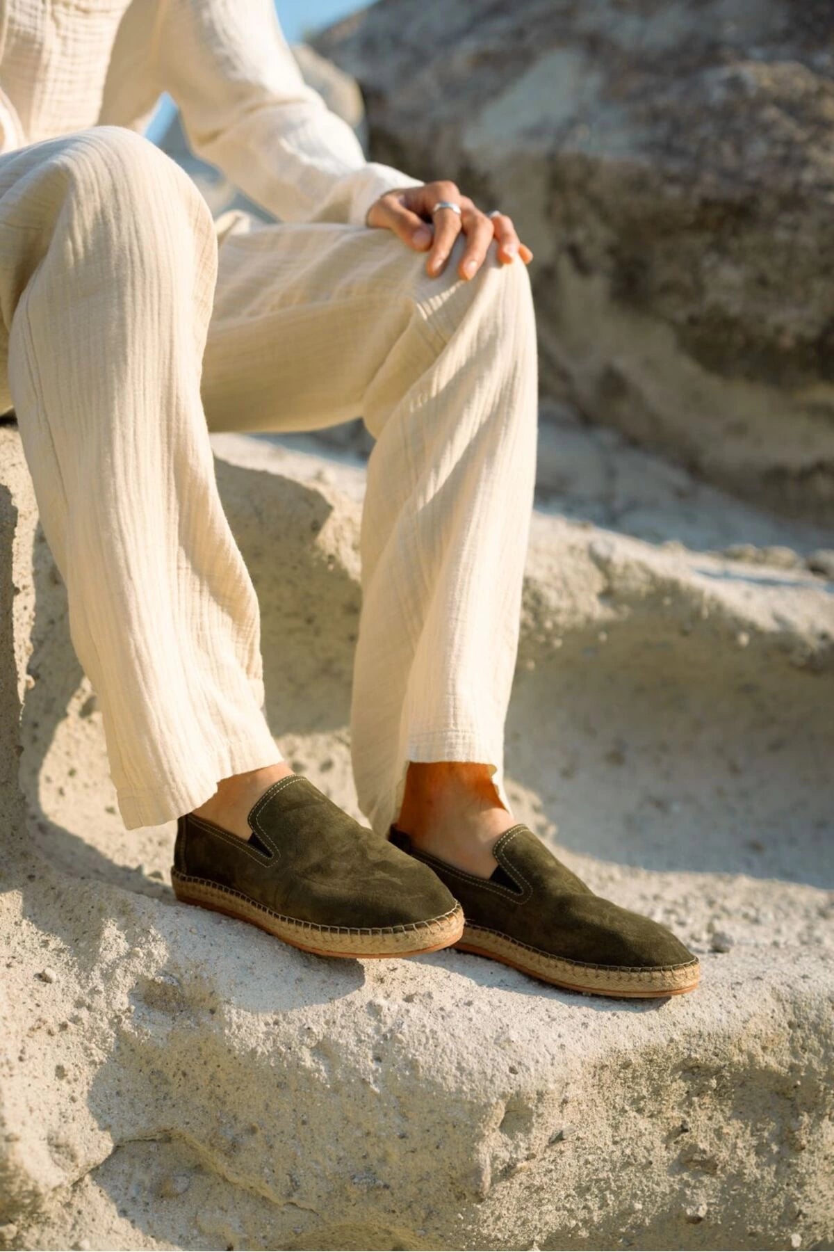 LUKKA SHOES Robert Haki Hakiki Deri El Yapımı Erkek Espadril