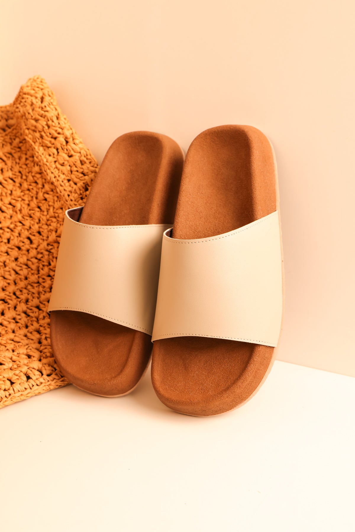 LUKKA SHOES Leonardo Bej Düz Kauçuk Taban Erkek Terlik