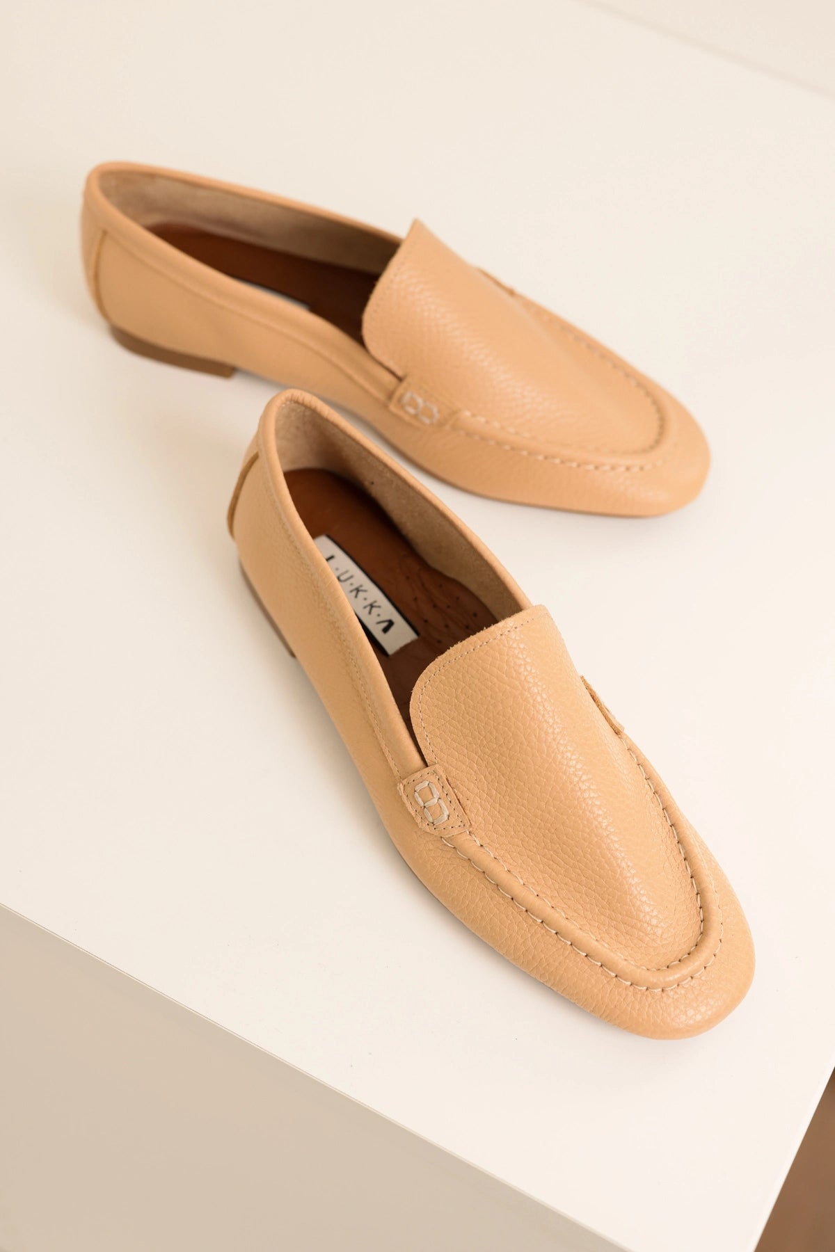 LUKKA SHOES Hakiki Deri Kadın Abay Nude Saraçlı Babet
