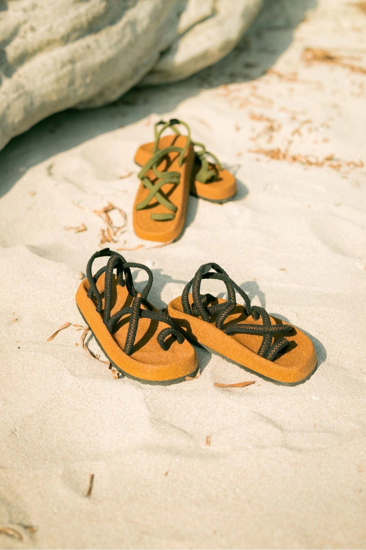 LUKKA SHOES Enrico Siyah Doğal Pamuk İp Halat Erkek Sandalet