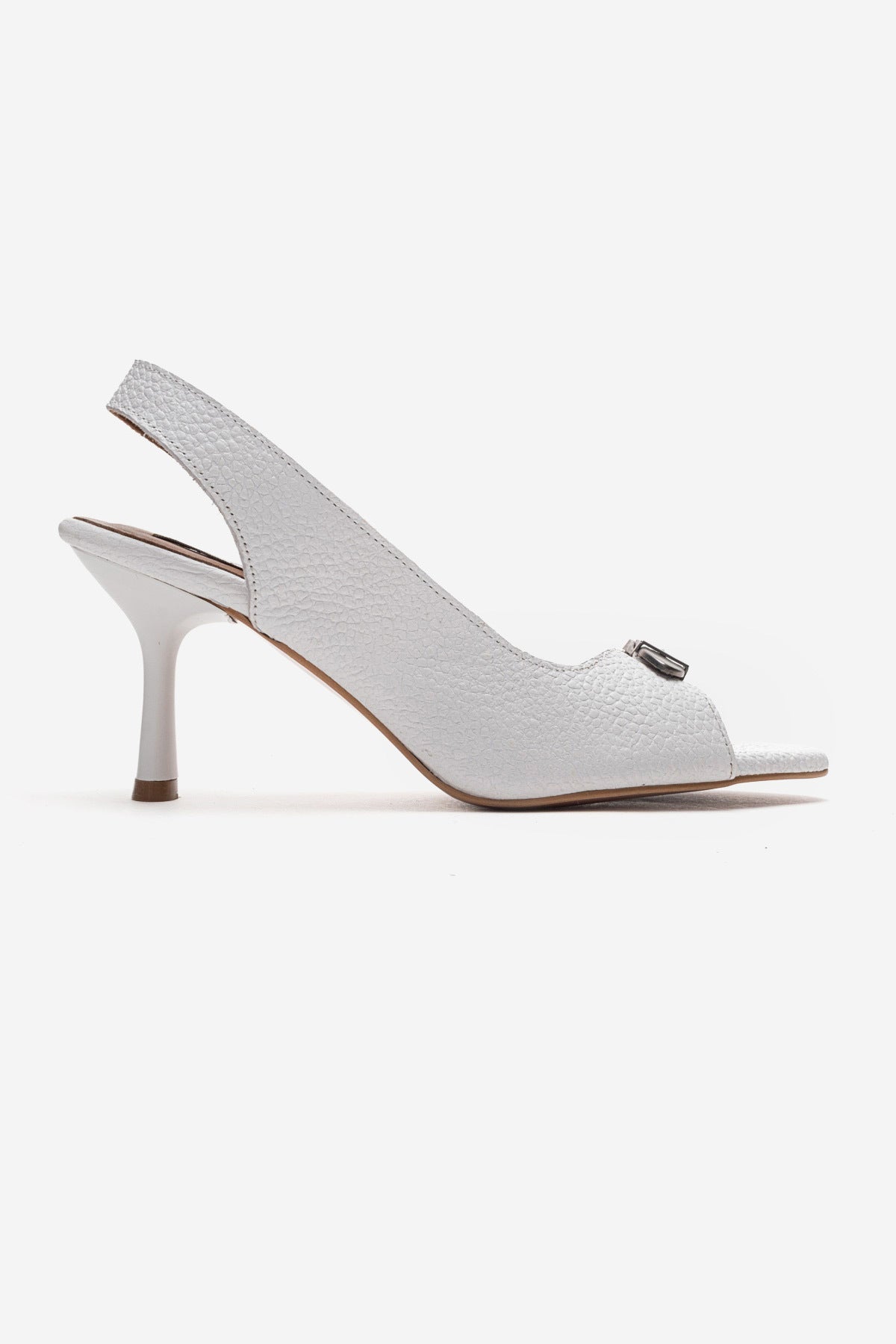 LUKKA SHOES Hakiki Deri Agnes Kadın Toka Detay Beyaz Topuklu Sandalet