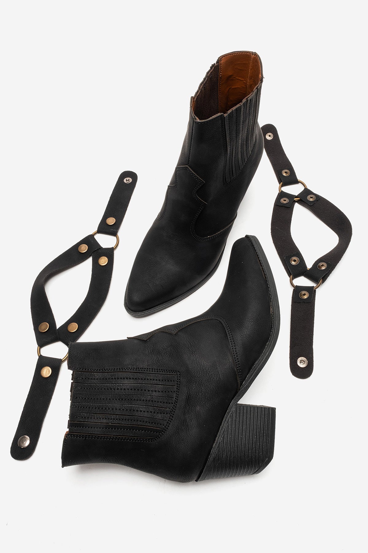 LUKKA SHOES Nova Kadın Siyah Nubuk Western Dallas Tak Çıkar Bot