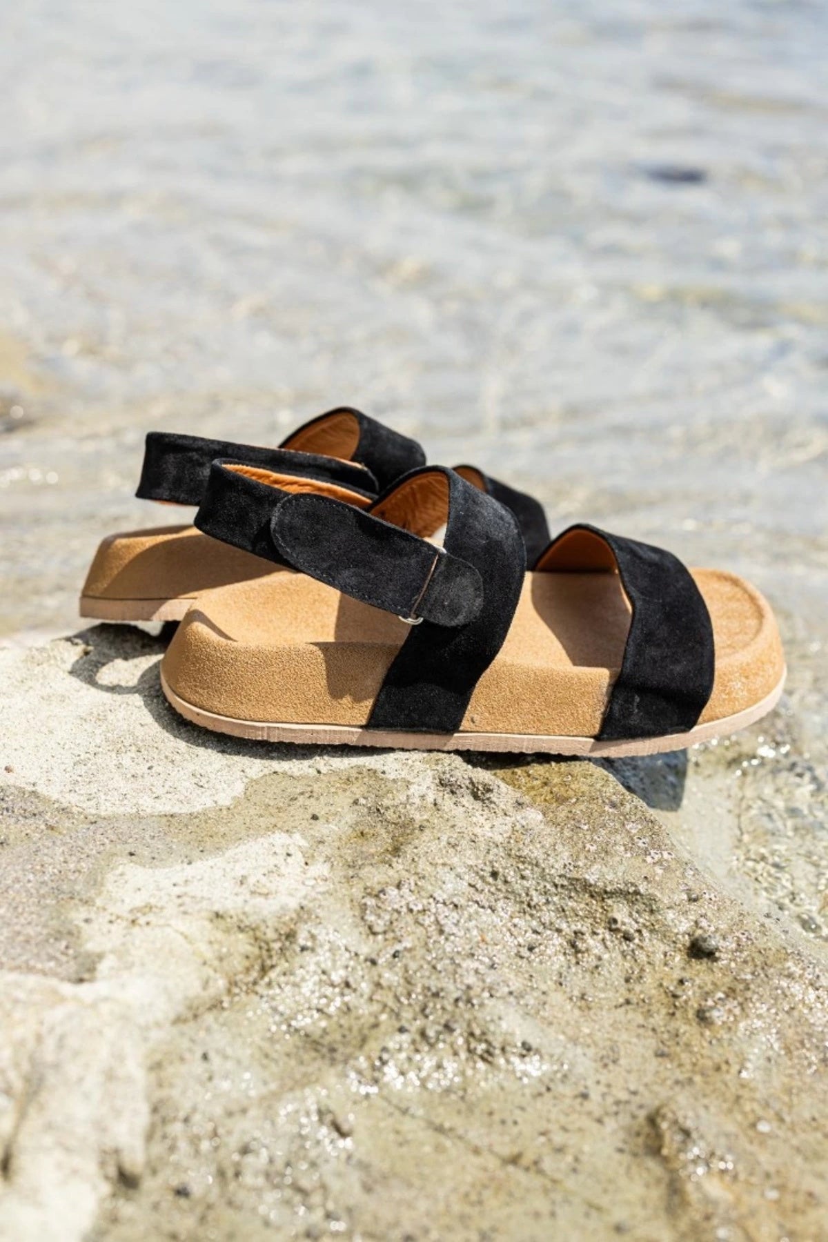 LUKKA SHOES Farah Hakiki Deri Siyah Hafif Taban Erkek Sandalet