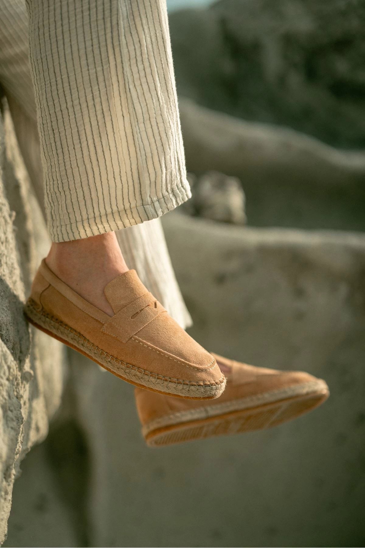 LUKKA SHOES Rose Bej Hakiki Deri Süet Erkek Loafer ayakkabı espadril