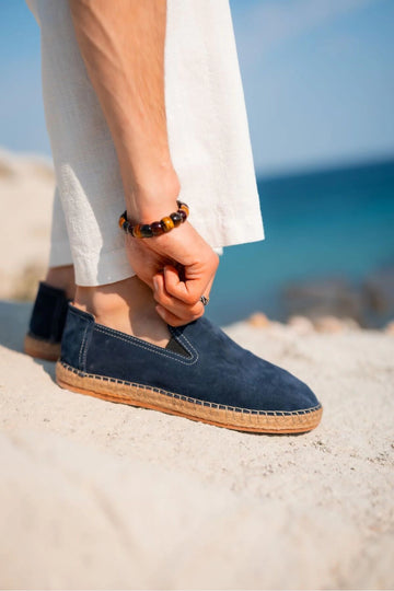 LUKKA SHOES Robert Lacivert Hakiki Deri El Yapımı Erkek Espadril