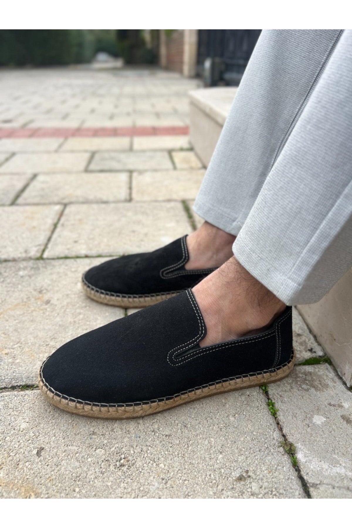 LUKKA SHOES Daisy Erkek Suni Deri Siyah Lastikli Espadril