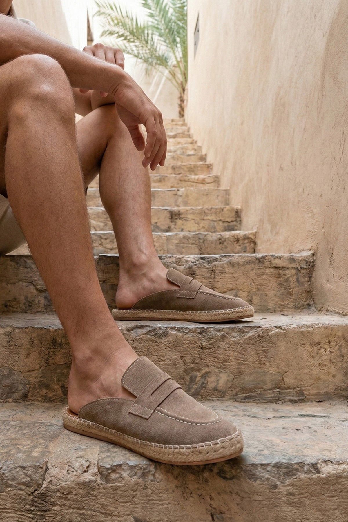 LUKKA SHOES Erkek Amaya El Yapımı Vizon Suni Deri Tozu Espadril Loafer Terlik