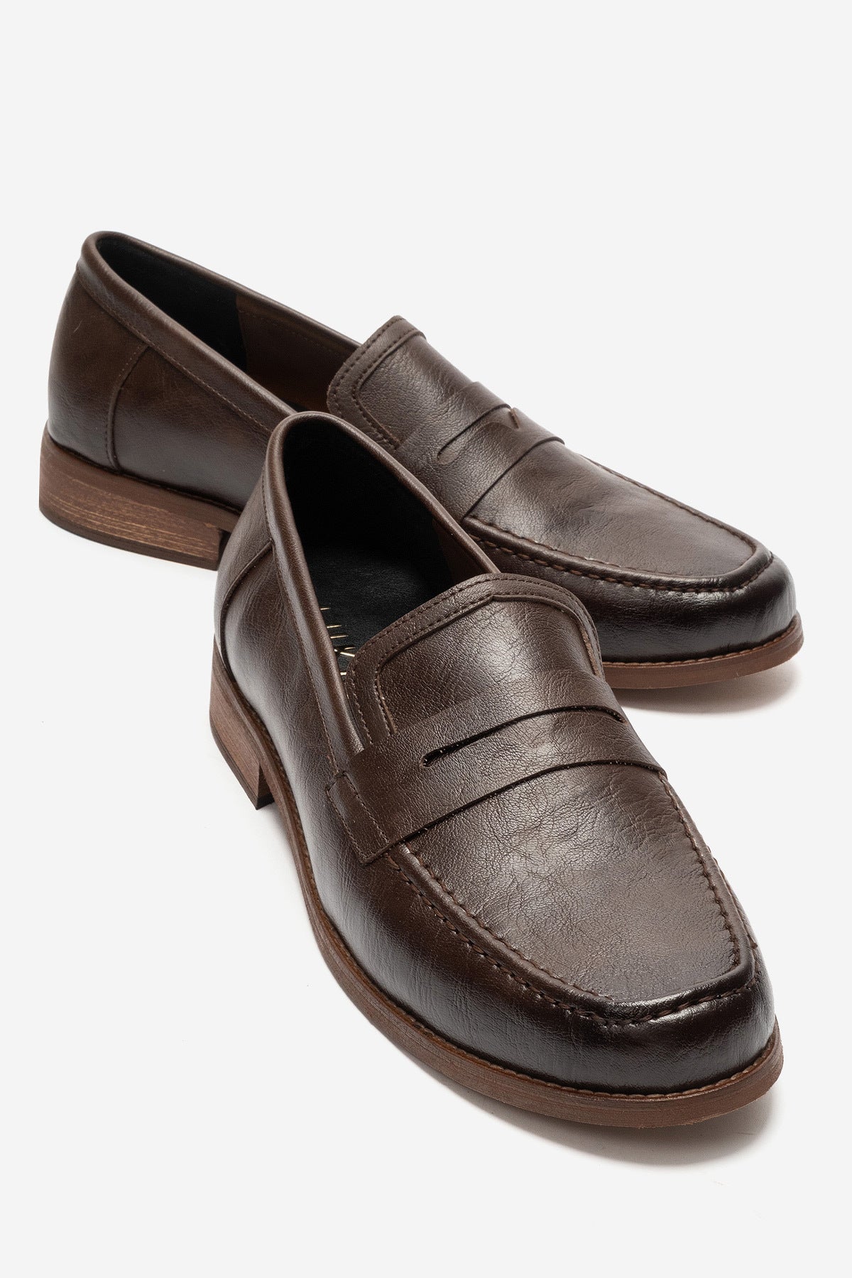 LUKKA SHOES Daniel Erkek Acı Kahve Suni Deri El yapımı Makosen Loafer Ayakkabı