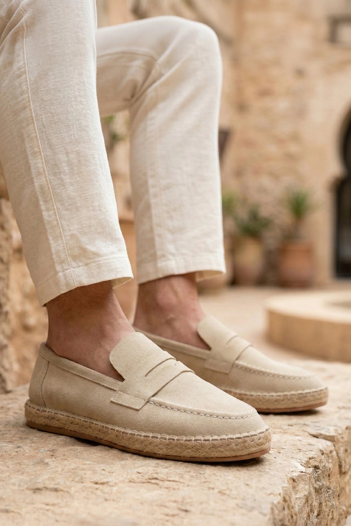 LUKKA SHOES Lotus Erkek Suni Deri Bej Loafer Espadril