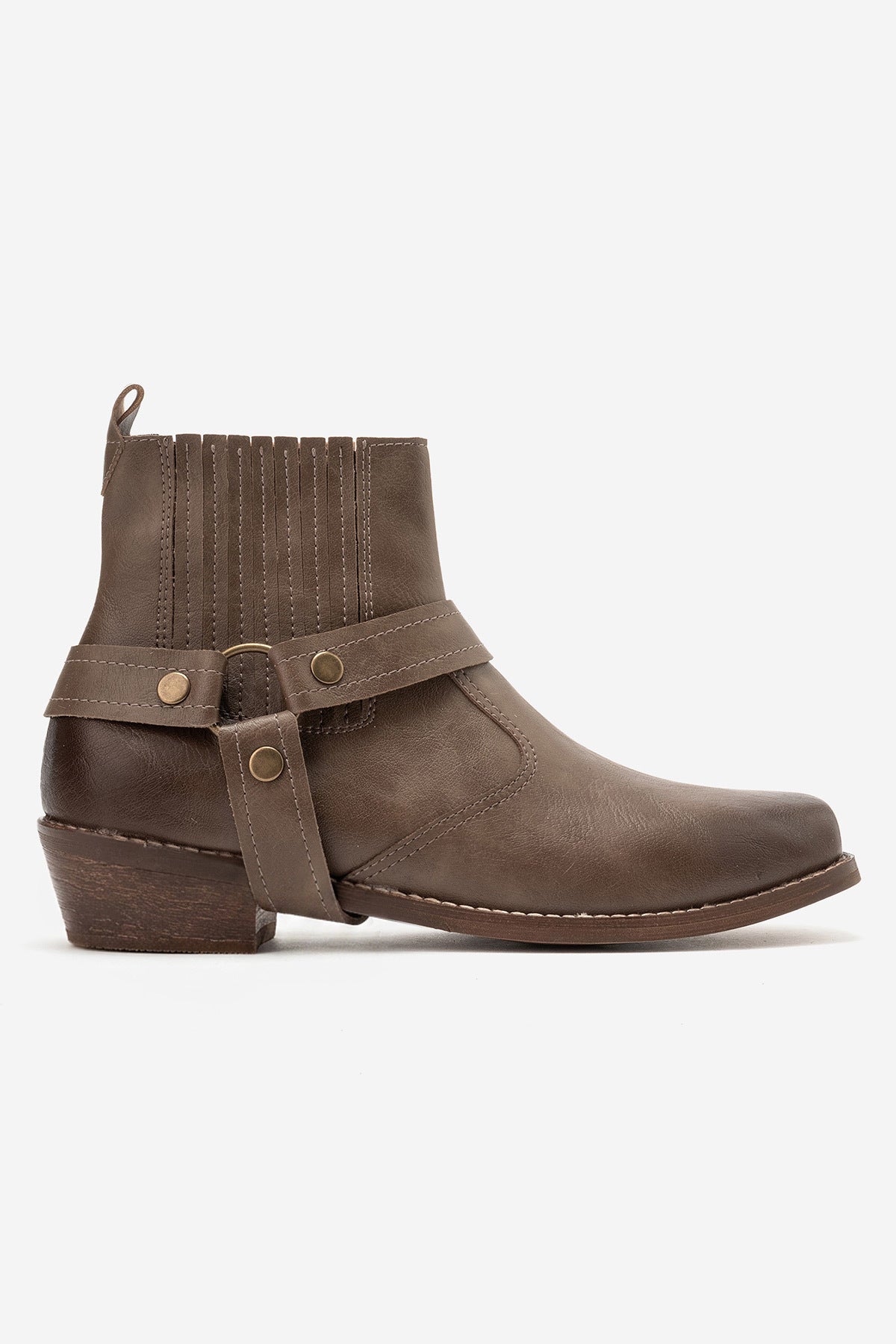 LUKKA SHOES Bert Erkek Vizon Suni Deri Kovboy Dallas Western Tak Çıkar Detaylı Ahşap Topuk El Yapımı Bot
