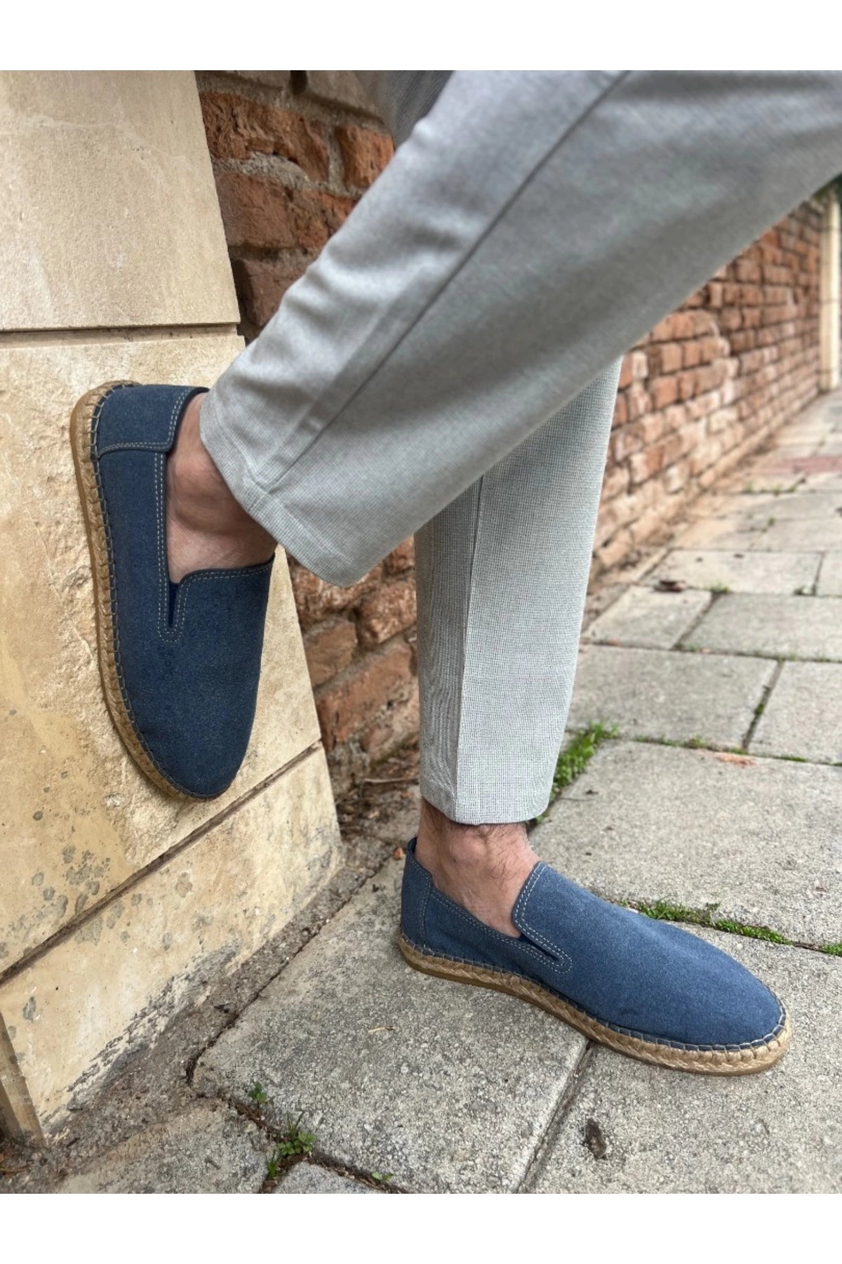 LUKKA SHOES Daisy Erkek Suni Deri Mavi Lastikli Espadril