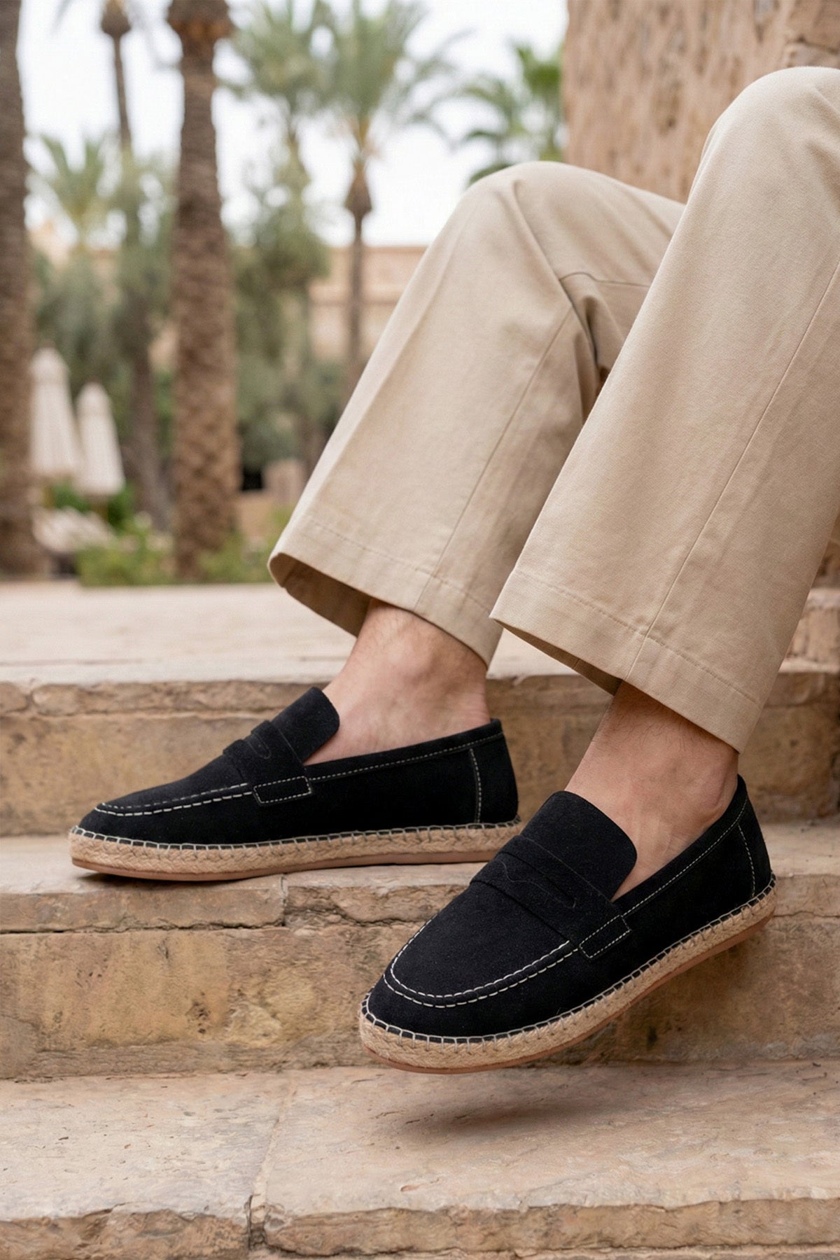 LUKKA SHOES Lotus Erkek Suni Deri Siyah Loafer Espadril